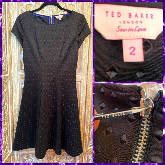 Ted Baker London skater scuba dress diamond indented size 2  or 6 Excellent - Picture 1 of 11
